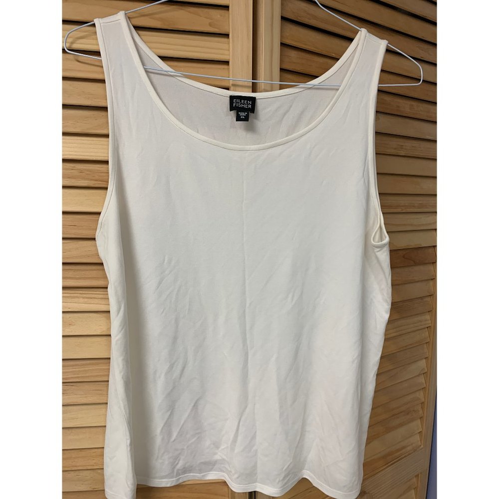 Eileen Fisher Silk Scoop Neck Tank Top XL Ivory